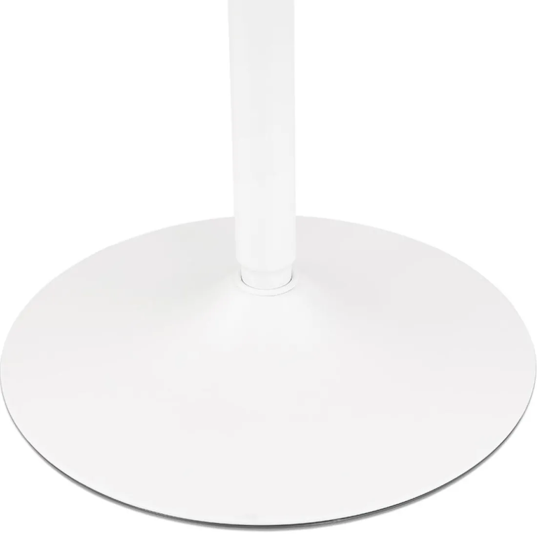 Table ronde design 'HUSH' en bois finition naturelle et métal blanc