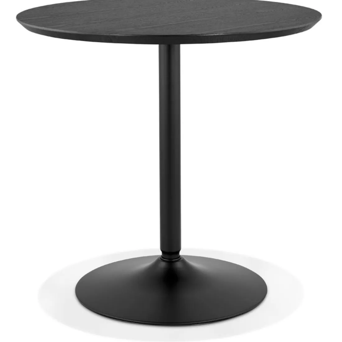 Table ronde design 'HUSH' en bois et métal noir