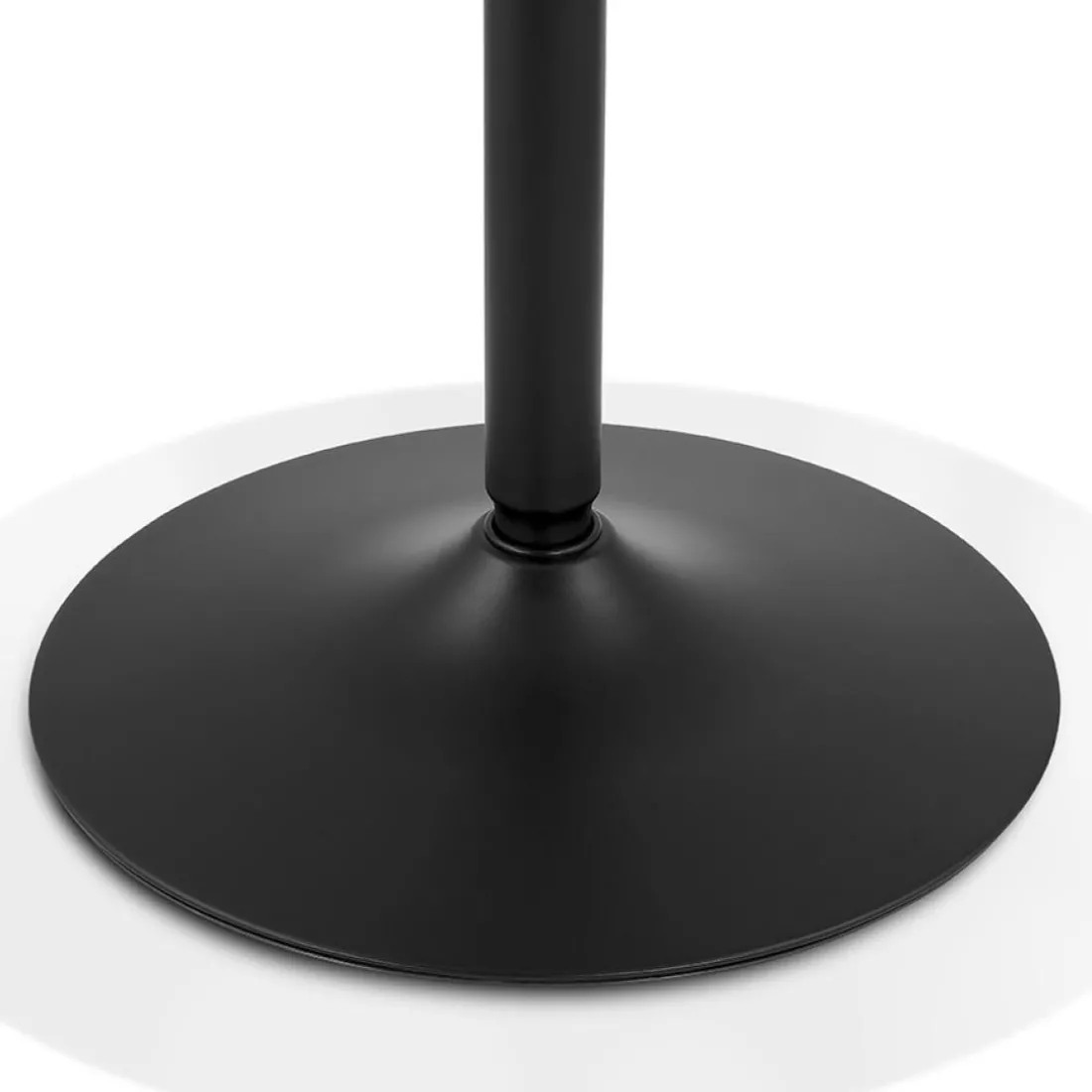 Table ronde design 'HUSH' en bois finition naturelle et métal noir