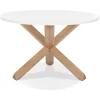 Table ronde design 'MARVEL' blanche et chêne massif