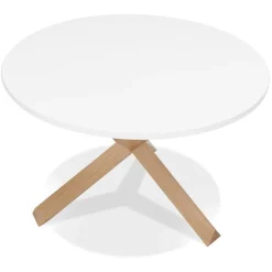 Table ronde design 'MARVEL' blanche et chêne massif