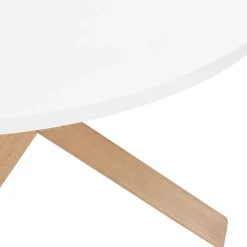 Table ronde design 'MARVEL' blanche et chêne massif