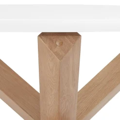 Table ronde design 'MARVEL' blanche et chêne massif