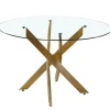 Table ronde en verre pieds Or NELLY