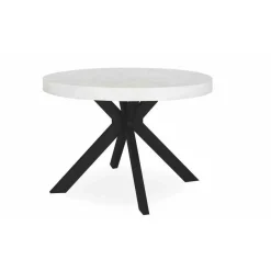 Table Ronde Extensible Noire Et Effet Marbre