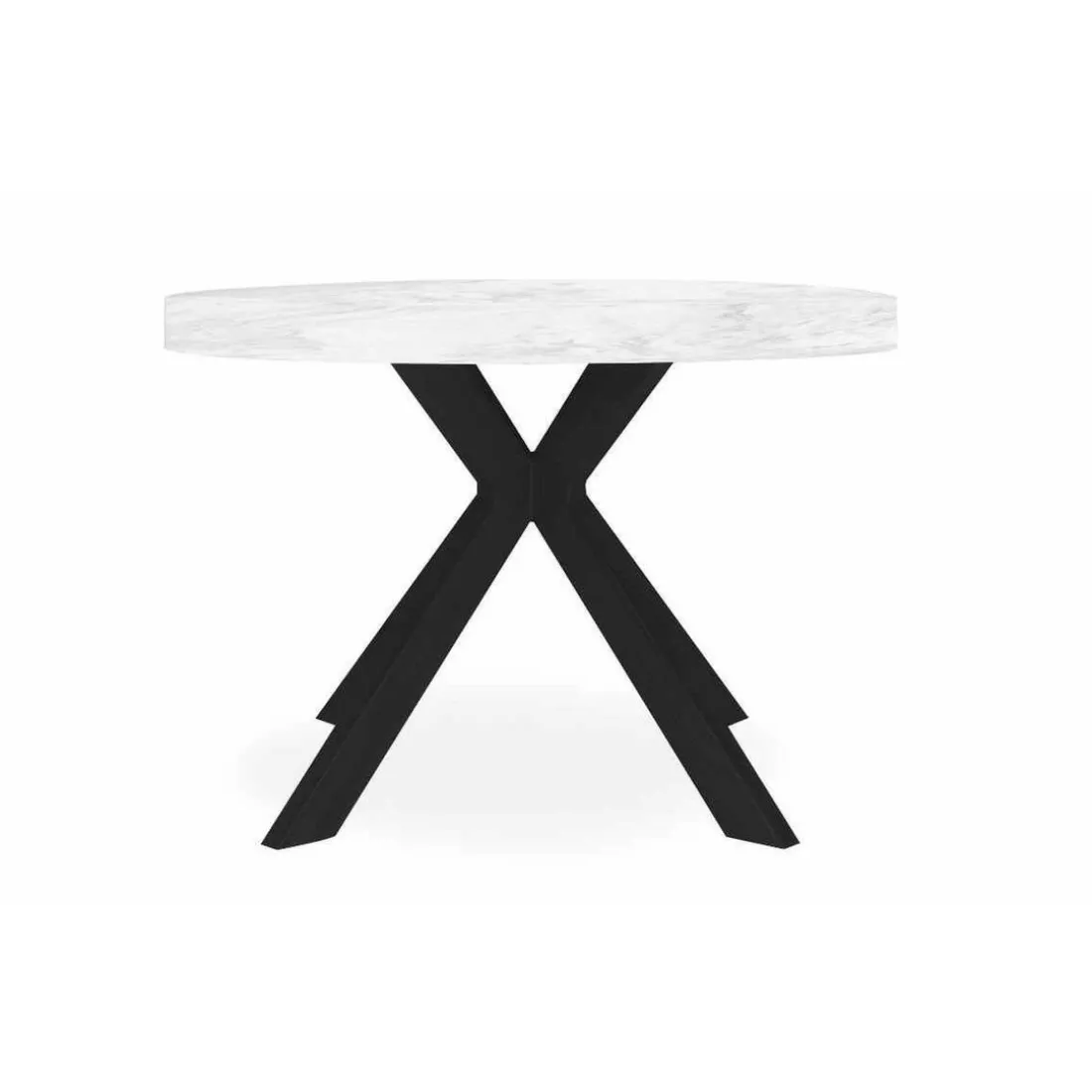 Table Ronde Extensible Noire Et Effet Marbre