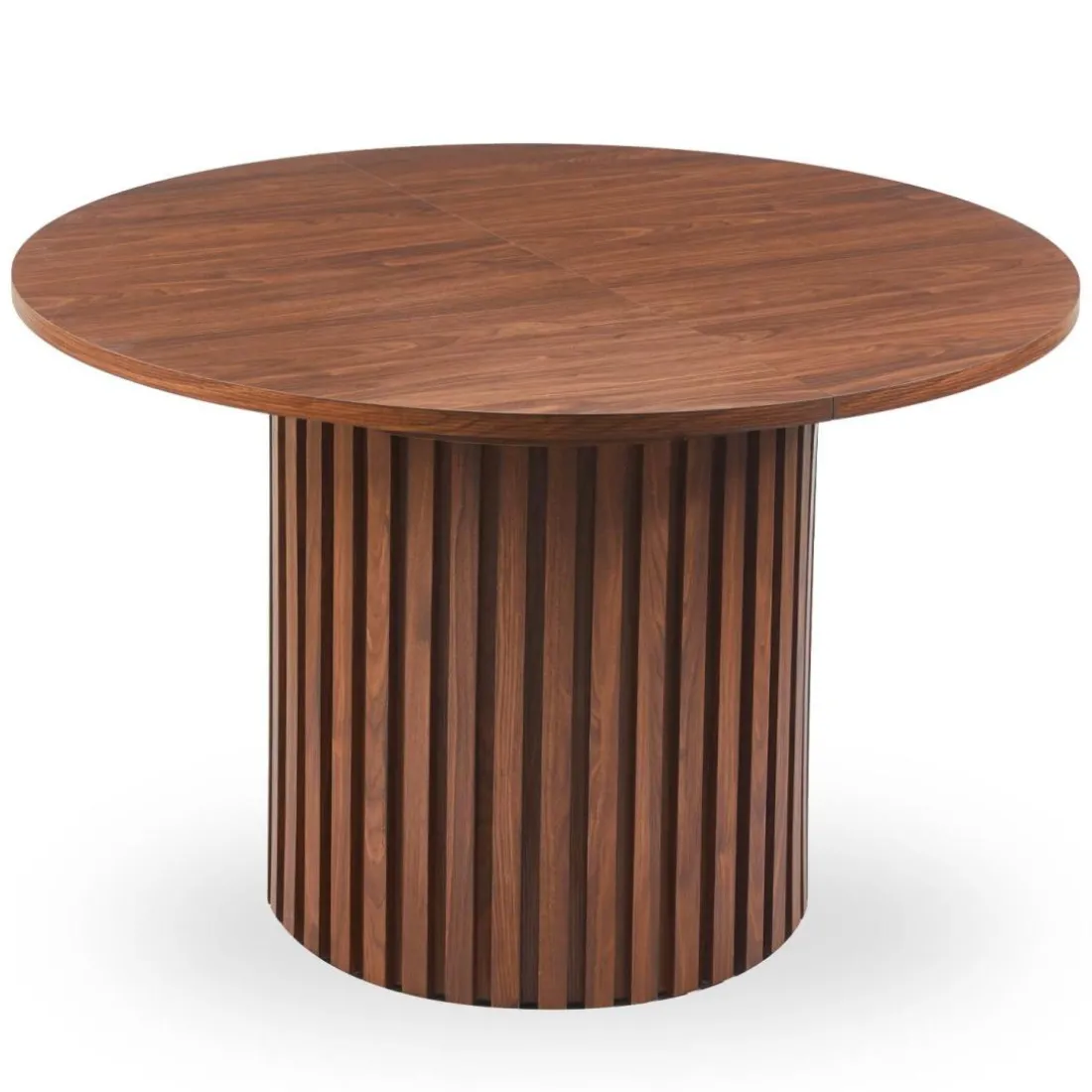 Table ronde extensible pied central style colonne Burkina Bois Noisette