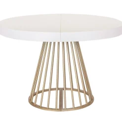 Table ronde extensible Soare Blanc pieds Or