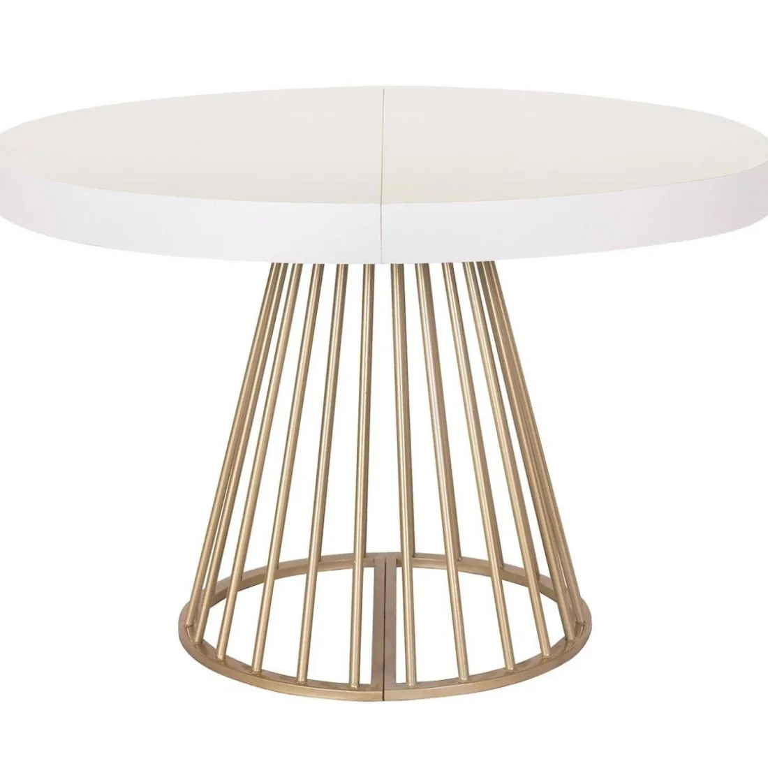 Table ronde extensible Soare Blanc pieds Or