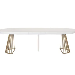 Table ronde extensible Soare Blanc pieds Or