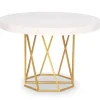 Table ronde extensible Yasmina Effet Marbre et pieds Or
