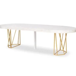Table ronde extensible Yasmina Effet Marbre et pieds Or