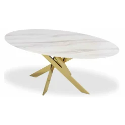 Table Verre Effet Marbre Blanc Et Pieds Or