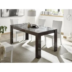 Table 180x90cm MIRO laqué gris brillant