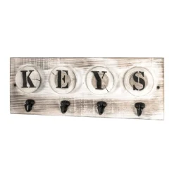 Tableau à clés avec 4 crochetsen Bois massif optique vintage Beige
