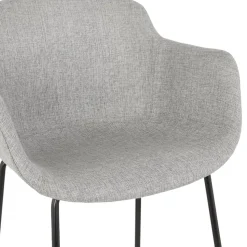 Tabouret de bar avec accoudoirs 'FORTI' en tissu gris clair