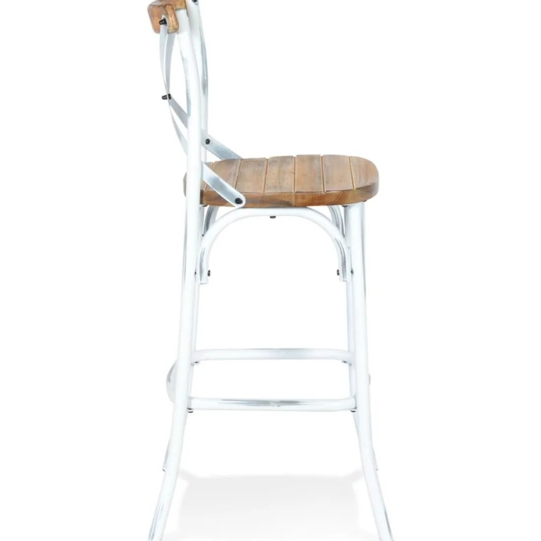 Tabouret de bar 'COTTAGE' en bois finition Noyer effet vieilli