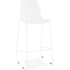 Tabouret de bar design empilable 'BERLIN' blanc avec pied en métal blanc