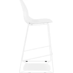Tabouret de bar design empilable 'BERLIN' blanc avec pied en métal blanc