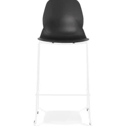 Tabouret de bar design empilable 'BERLIN' noir avec pied en métal blanc