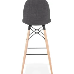 Tabouret de bar design 'GALACTIK' en tissu gris foncé style scandinave