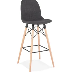 Tabouret de bar design 'GALACTIK' en tissu gris foncé style scandinave
