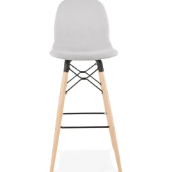 Tabouret de bar design 'GALACTIK' en tissu gris clair style scandinave