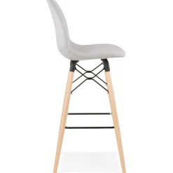 Tabouret de bar design 'GALACTIK' en tissu gris clair style scandinave