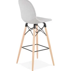 Tabouret de bar design 'GALACTIK' en tissu gris clair style scandinave