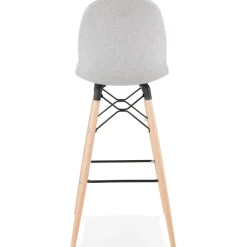 Tabouret de bar design 'GALACTIK' en tissu gris clair style scandinave