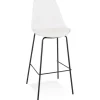 Tabouret de bar design 'LEMON' blanc avec pied en métal noir