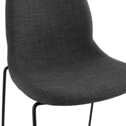 Tabouret de bar 'EKTOR' gris foncé en tissu empilable