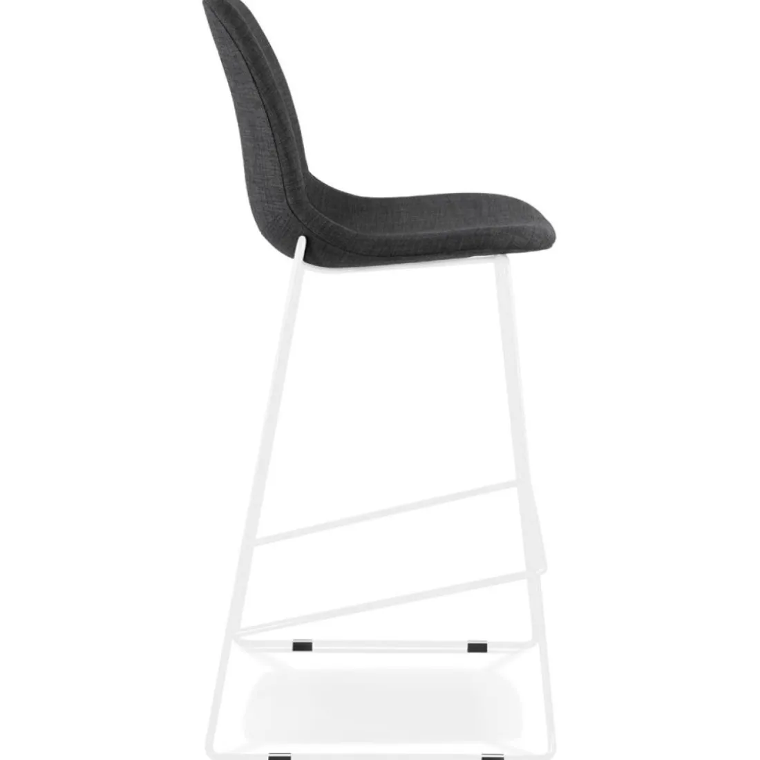 Tabouret de bar empilable 'FAKIR' en tissu gris foncé et pied en métal blanc