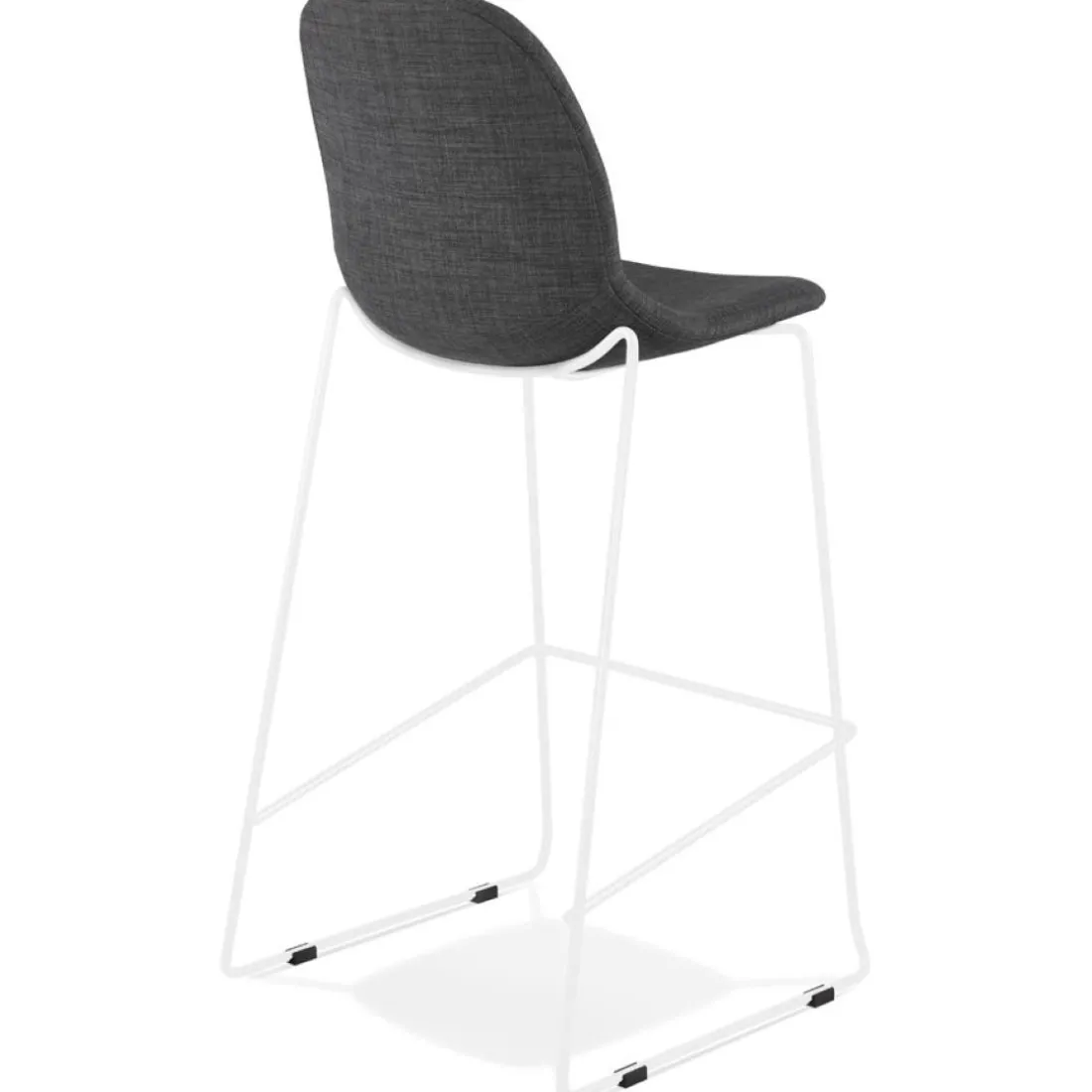 Tabouret de bar empilable 'FAKIR' en tissu gris foncé et pied en métal blanc