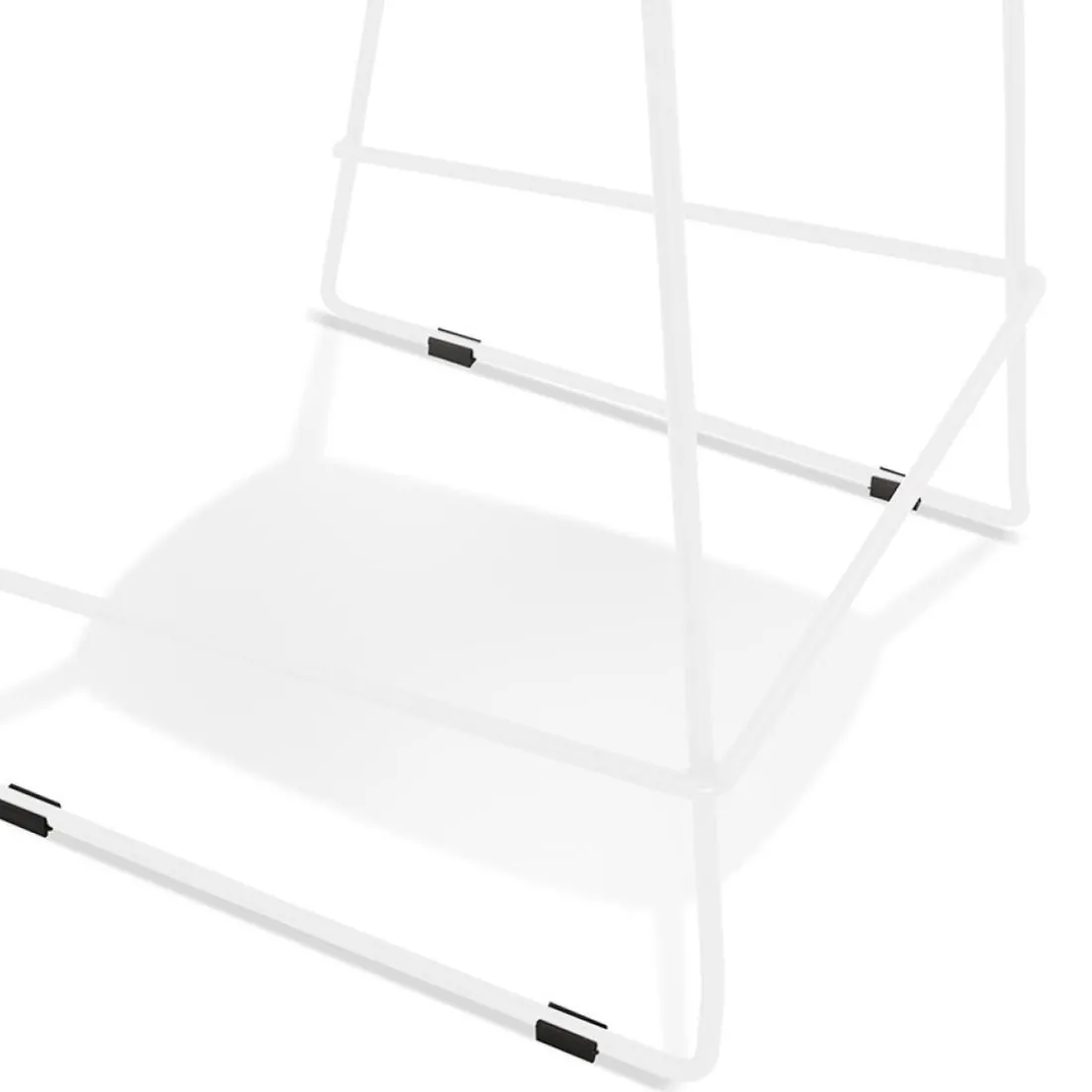 Tabouret de bar empilable 'FAKIR' en tissu gris foncé et pied en métal blanc