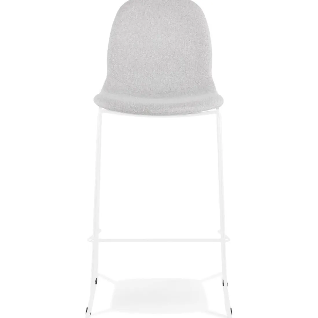 Tabouret de bar empilable 'FAKIR' en tissu gris clair et pied en métal blanc