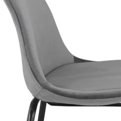 Tabouret de bar 'FENTON' en velours gris et pied en métal noir
