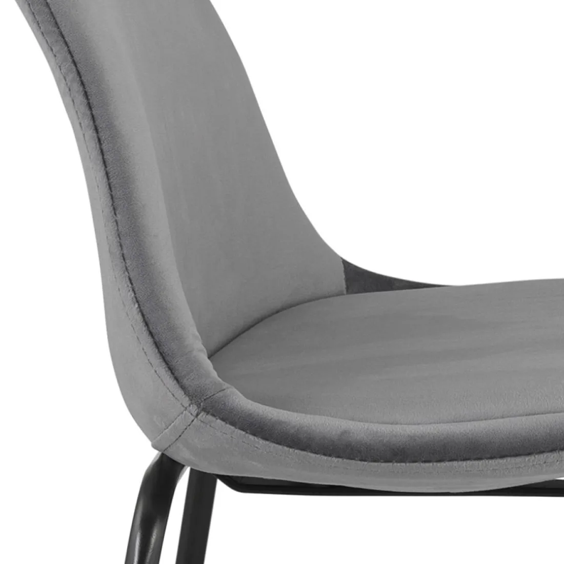 Tabouret de bar 'FENTON' en velours gris et pied en métal noir