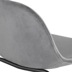 Tabouret de bar 'FENTON' en velours gris et pied en métal noir