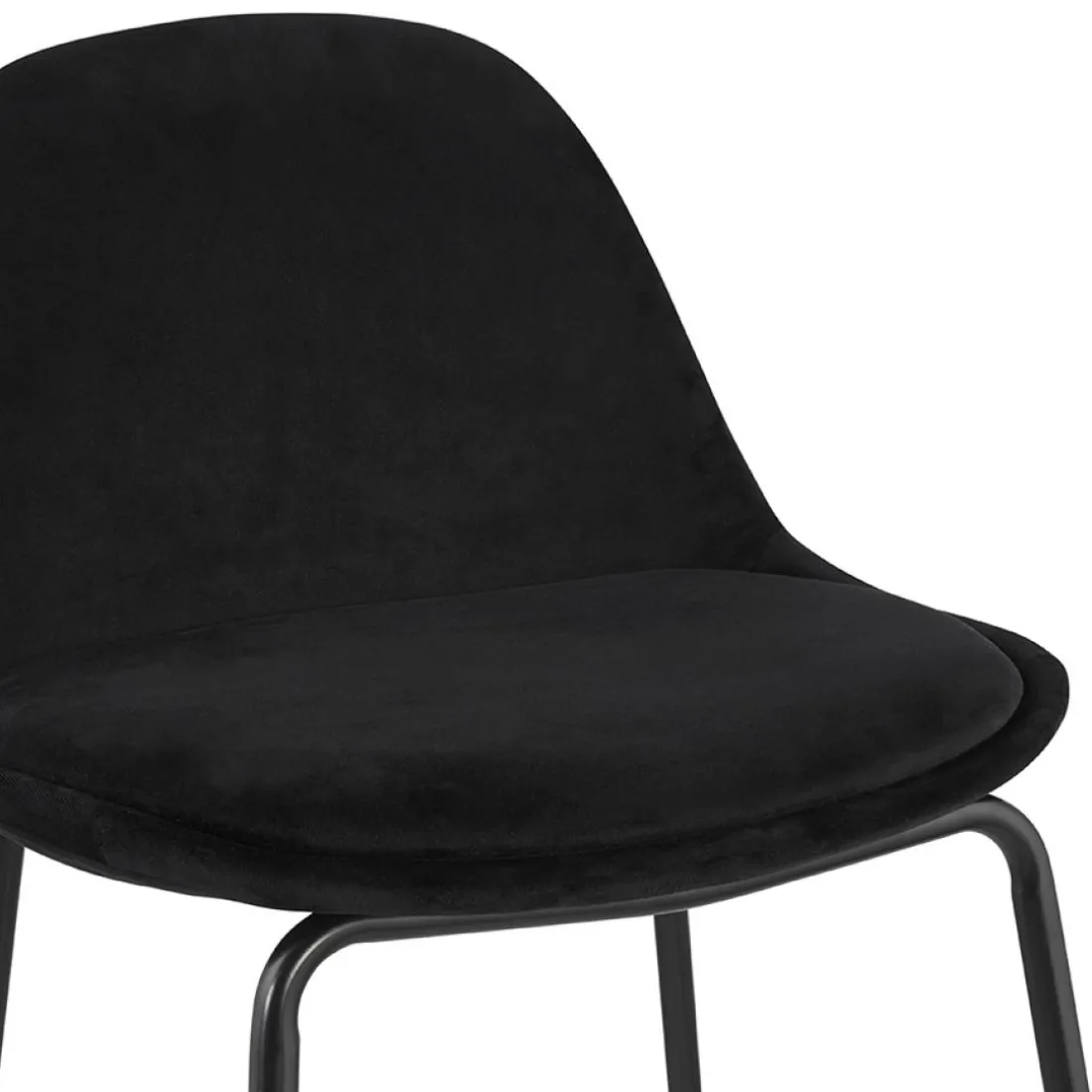Tabouret de bar 'FENTON' en velours noir et pied en métal noir