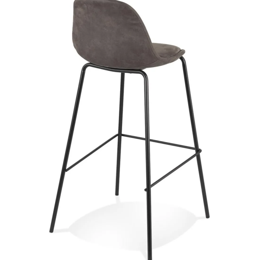 Tabouret de bar 'GIRON' en microfibre gris foncé et pied en métal noir