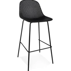 Tabouret de bar perforé 'LOKI' noir intérieur et extérieur