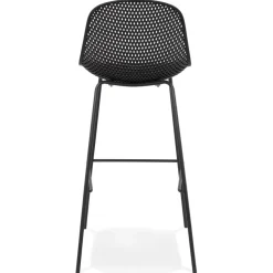 Tabouret de bar perforé 'LOKI' noir intérieur et extérieur