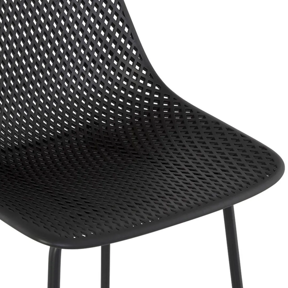 Tabouret de bar perforé 'LOKI' noir intérieur et extérieur