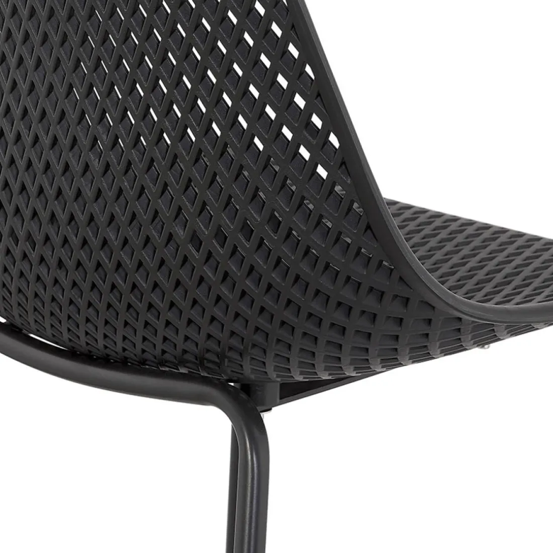Tabouret de bar perforé 'LOKI' noir intérieur et extérieur