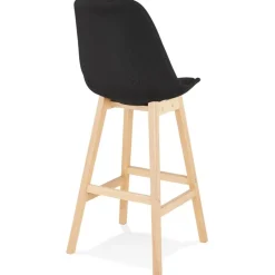 Tabouret de bar scandinave 'TERESA' en tissu noir