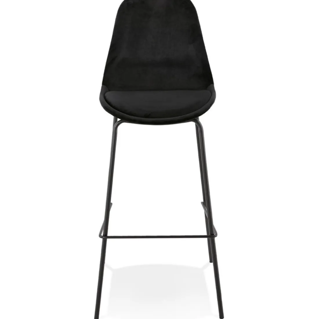 Tabouret de bar 'SPARK' en velours noir et pieds en métal noir