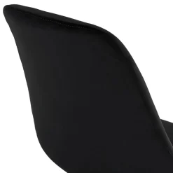Tabouret de bar 'SPARK' en velours noir et pieds en métal noir