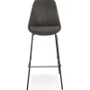 Tabouret de bar 'TAO' en microfibre grise et pieds en métal noir