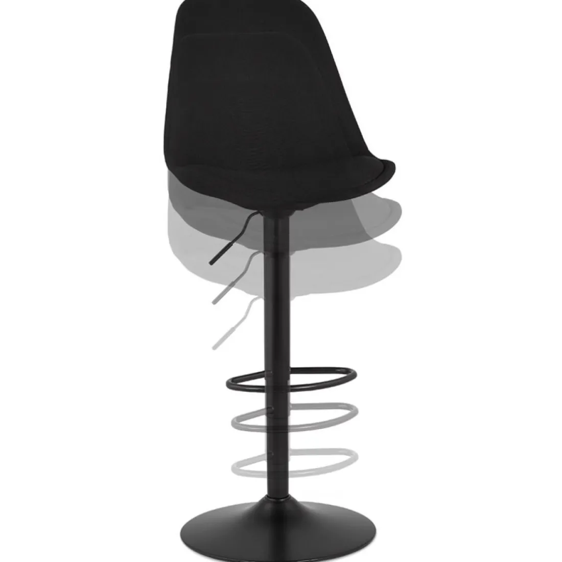 Tabouret réglable 'CAMPUS' en tissu noir et pied noir